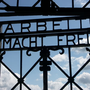 "Arbeit Macht Frei" on teh gates at Dachau