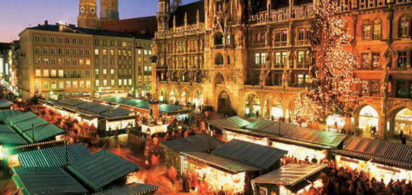 The Christkindlmärkte on Marienplatz in Munich.