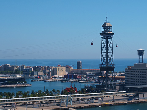The Barcelona cable car over the port.
