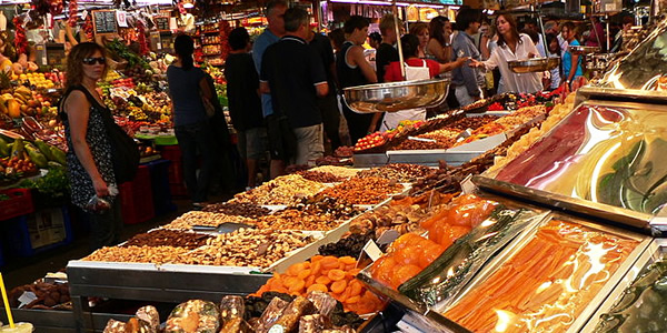 Mercat el Boqueria, the central food market of Barcelona