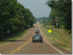 Mississippi's Route 4, cutting east through the kudzu-blanketed woods of central Mississippi’s Hill Country.