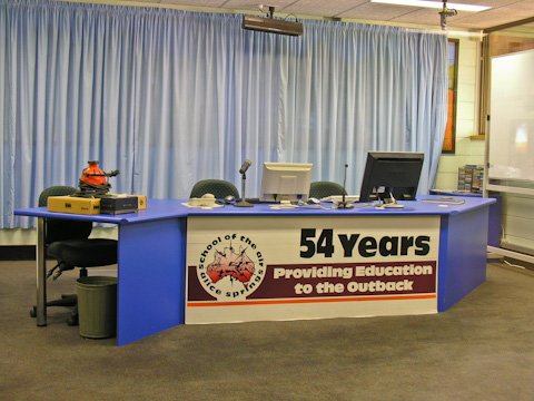 The teacher's desk for the Scool of the Air in Alice Springs, Australia