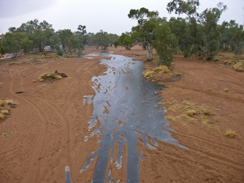 An unusual bit of water in the Todd River Alice Springs, Australia