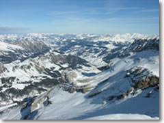The Alpine panorama is practically a distraction when skiing Glacier 3000