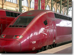 High-speed trains in Europe, like this Thalys Express, cost a bit more (even with a railpass), but can be worth it for shaving hours off your travel time.