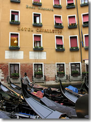 A Best Western hotel overlooking the gondola parking lot of Venice, Italy