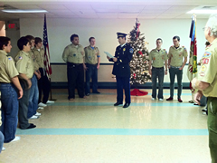 The troop receives a commendation from the Cheltenham Police for our community service.