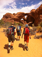 Hiking in Arches National Park, Utah.