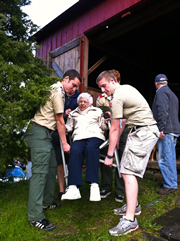 Helping an old woman