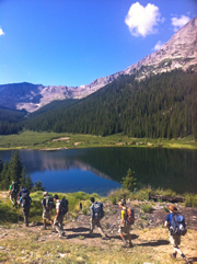 Hiking in the Collegiate Peaks Wilderness, Colorado.