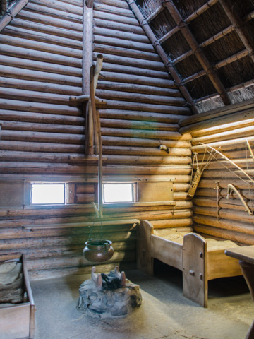 Inside one of the recreated huts in Lake Constance's Bronze Age stilt village