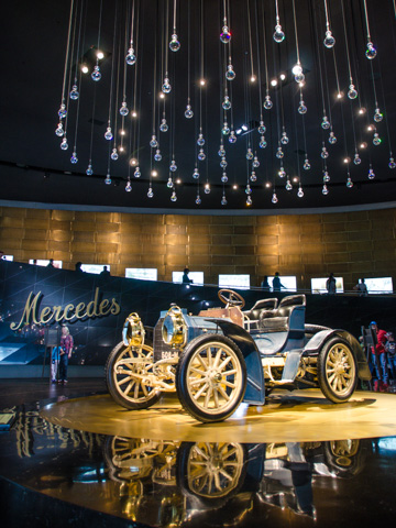 The earliest Mercedes racing model in the Mercedes Museum of Stuttgart