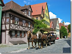 A horse-drawn carriage on the streets of Dinkelsbühl