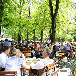 A beer garden in Munich