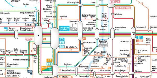 The S-Bahn and U-Bahn map of Munich