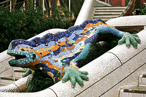 The main staircase at Park Gell, Barcelona.