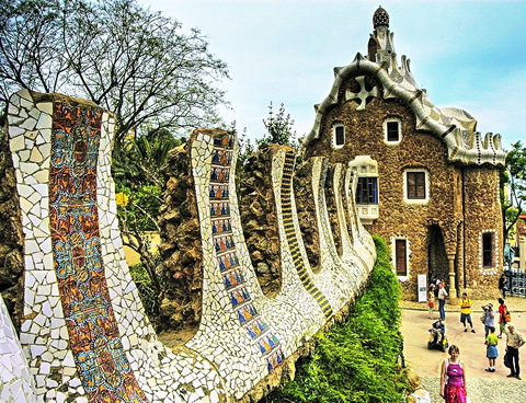 The main staircase at Park Gell, Barcelona.