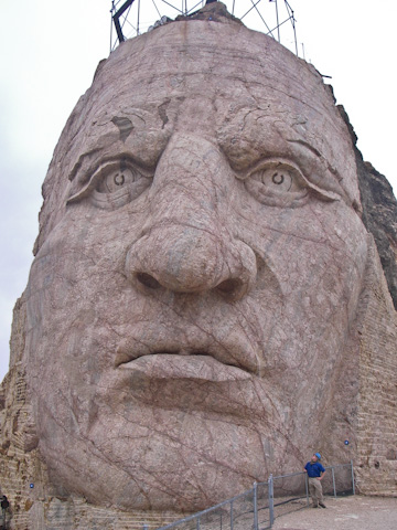For scale, that's me in the blue shirt to the right next to the giant head of the Crazy Horse Memorial.