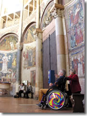 Even folks in a wheelchair are able to appreciate many of the amazing ancient sights of Europe, like this church in Ravenna, Italy