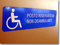 Sections on European trains, buses, and other public transport are set aside for wheelchairs.