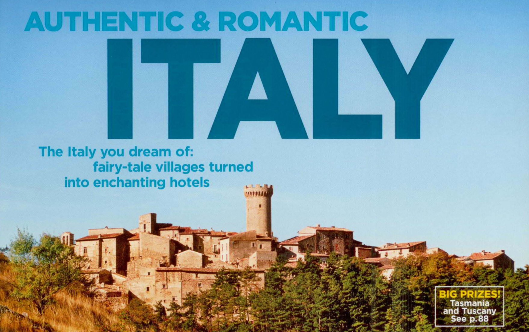 Part of the cover of the issue of Budget Travel magazine showing Sextantio