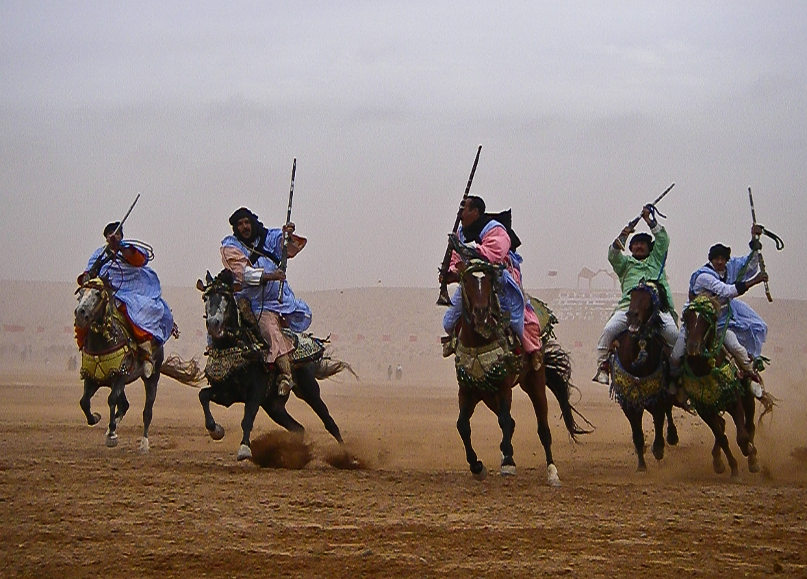A Berber fantasia charge at the Moussem de Tan Tan